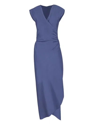 Peter Cohen Wrap-around Asymmetrical Dress In Blue