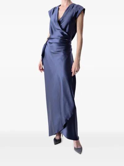Peter Cohen Wrap-around Asymmetrical Dress In Blue
