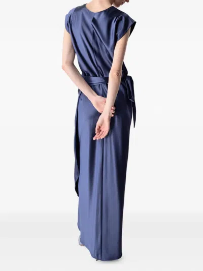 Peter Cohen Wrap-around Asymmetrical Dress In Blue