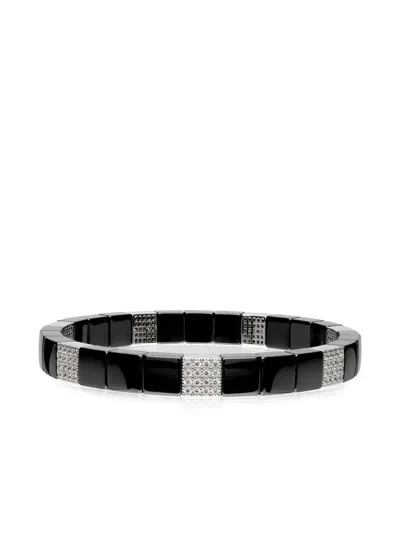 Roberto Demeglio 18k White Gold Stretch Ceramic And Diamond Bracelet In Black