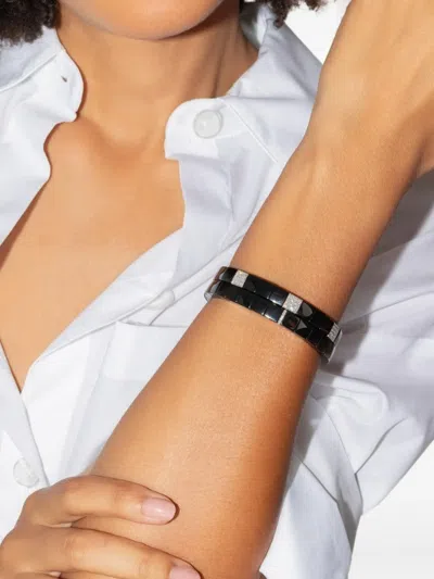 Roberto Demeglio 18k White Gold Stretch Ceramic And Diamond Bracelet In Black
