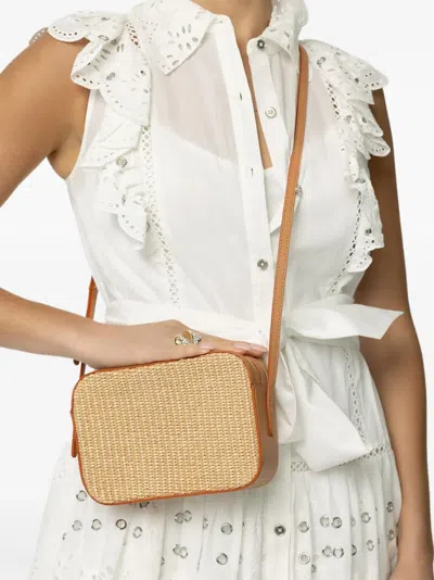 Mansur Gavriel Camera Woven Leather Bag In Neutral