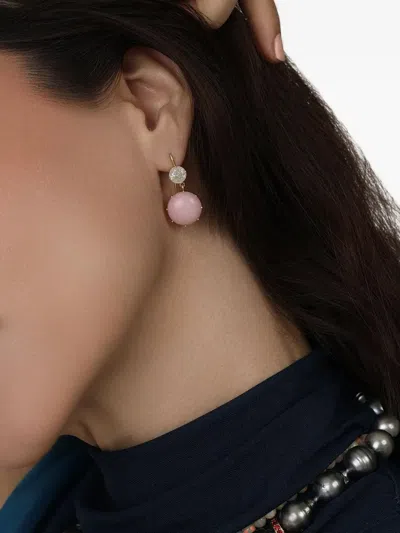 Sylva & Cie 18k Yellow Gold Icy Diamond And Opal Earrings In Gold