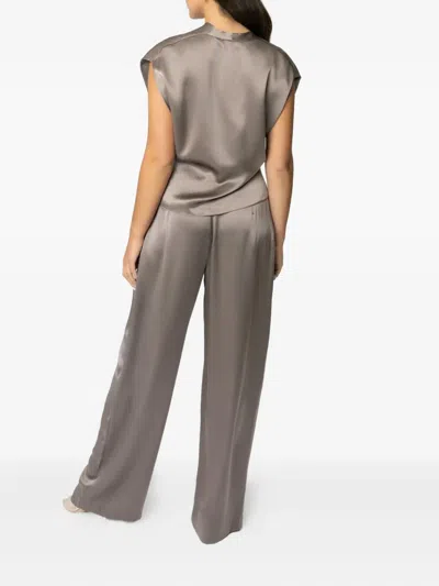 The Sei Wrap-design Satin Blouse In Gray