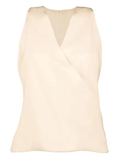 Peter Cohen Wrap-neck Sleeveless Top In Neutral