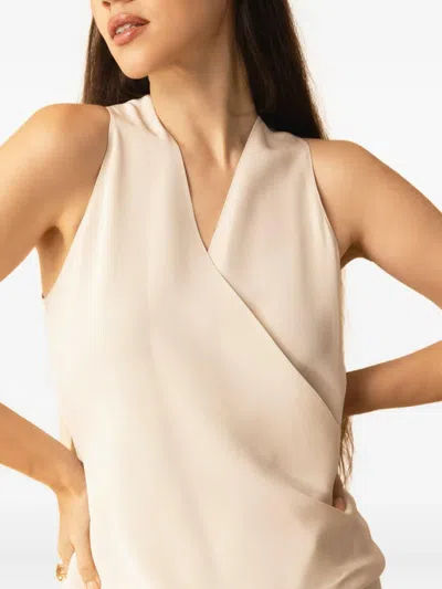 Peter Cohen Wrap-neck Sleeveless Top In Neutral