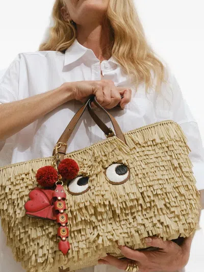 Anya Hindmarch Cherry-charm Pom-pom Keyring In Red