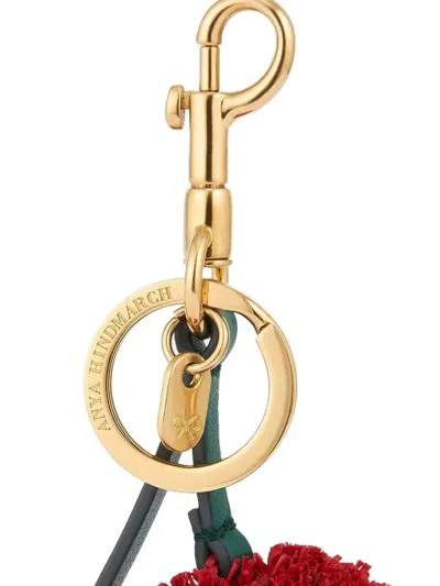 Anya Hindmarch Cherry-charm Pom-pom Keyring In Red