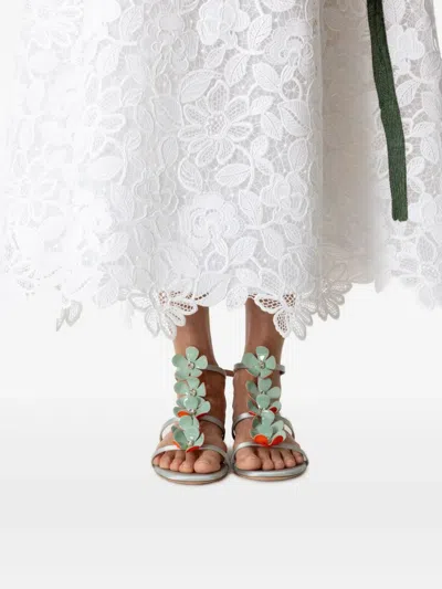 Giambattista Valli Flower-embellished Flat Sandals In Blue