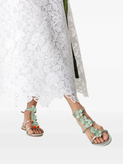 Giambattista Valli Flower-embellished Flat Sandals In Blue