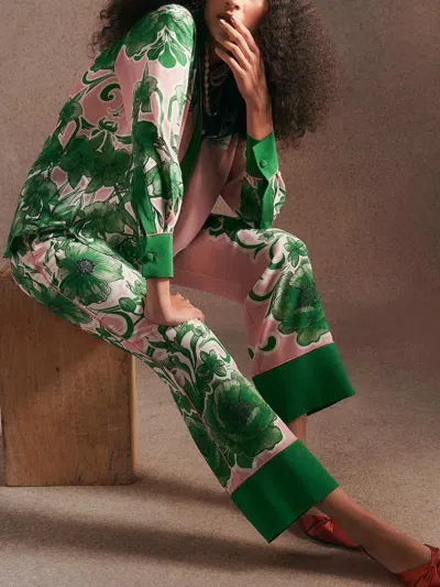 Borgo De Nor Havana Floral-print Crepe Straight-leg Pants In Multi