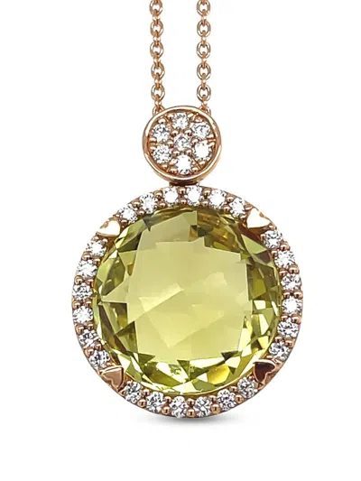 Lisa Nik 18k Rose Quartz And Diamond Necklace In Gold