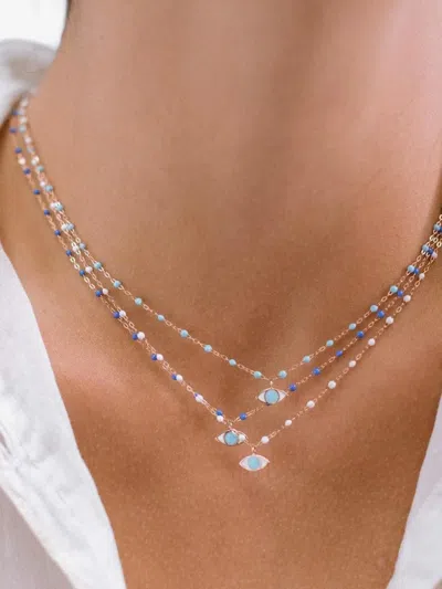Gigi Clozeau 18k Yellow Gold Beaded Necklace In Blue
