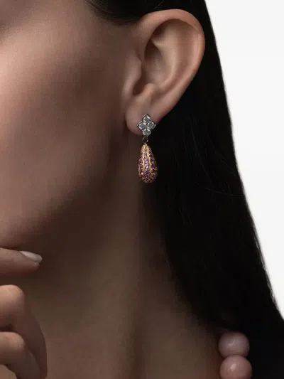 Piranesi Rubelite Diamond Flower Earring In Multi