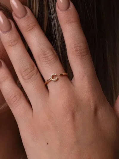 Dana Rebecca Designs 14k Yellow Gold C Single Initial Diamond Ring In Gold