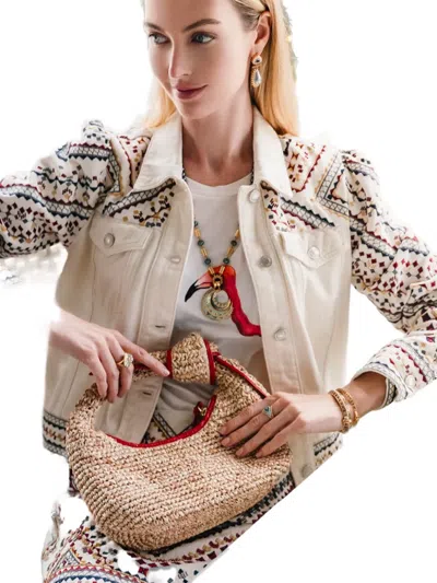 Poolside The Josie Knot Raffia Top-handle Bag In Neutral