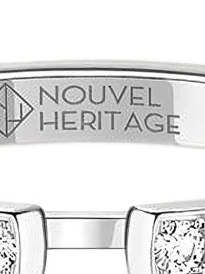 Nouvel Heritage 18k White Gold Eternity Tuxedo Diamond Ring In Metallic