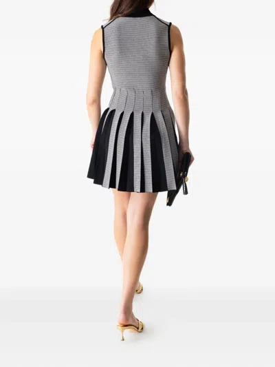 Simkhai Houndstooth-pattern Pleated Dress In Black