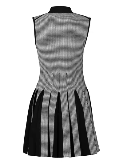 Simkhai Houndstooth-pattern Pleated Dress In Black