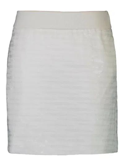 Peserico Sequin Striped Mini Skirt In White