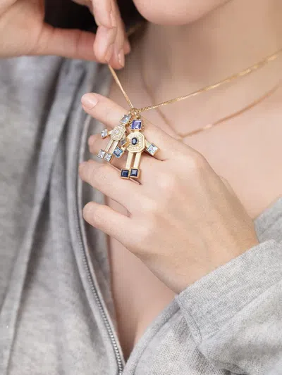 Vans 18k Yellow Gold Van Multi-stone Necklace In Gold