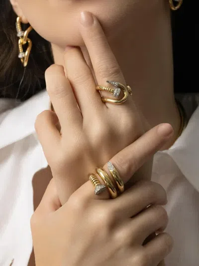 David Webb 18k Yellow Gold Diamond Nail Ring In Gold