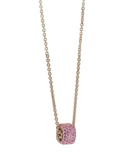 Fullord 18k Rose Gold Ghost Multi-stone Pendant In Pink