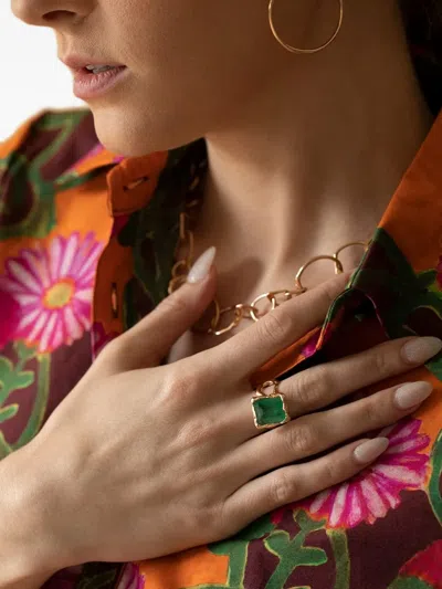 Lucifer Vir Honestus 18k Rose Gold Reticolo Emerald Ring In Gold