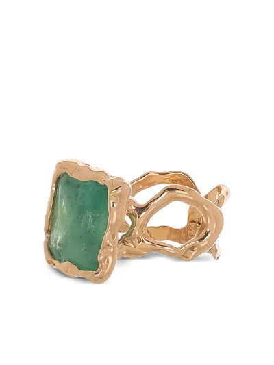 Lucifer Vir Honestus 18k Rose Gold Reticolo Emerald Ring In Gold