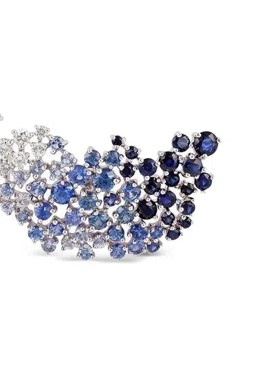 Ananya 18k White Gold Sapphire Ombre Earrings In Silver