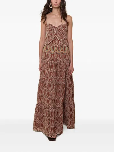 Johanna Ortiz Entre Flechas Embroidered-details Maxi Dress In Multi