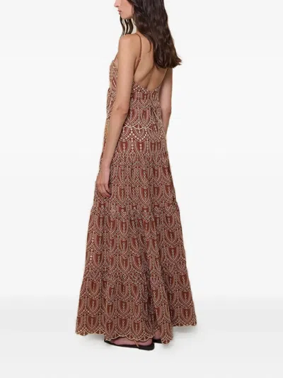 Johanna Ortiz Entre Flechas Embroidered-details Maxi Dress In Multi