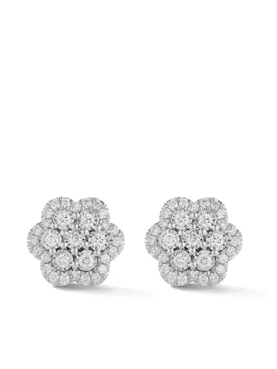 Dana Rebecca Designs 14k White Gold Ava Bea Flower Diamond Earrings In Silver