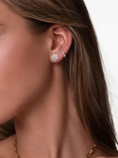 Dana Rebecca Designs 14k White Gold Ava Bea Flower Diamond Earrings In Silver