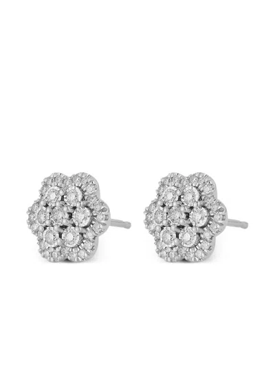 Dana Rebecca Designs 14k White Gold Ava Bea Flower Diamond Earrings In Silver