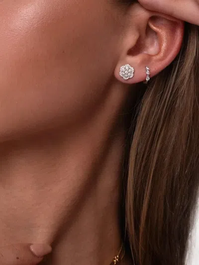 Dana Rebecca Designs 14k White Gold Ava Bea Flower Diamond Earrings In Silver