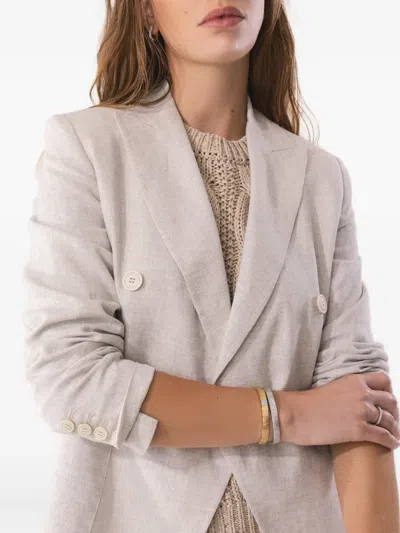 Eleventy Double-breasted Linen Blazer In Pink