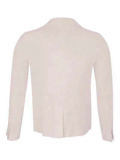 Eleventy Double-breasted Linen Blazer In Pink