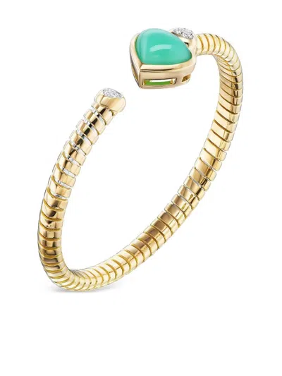 Marina B 18k Yellow Gold Trisolina Chrysocolla And Diamond Bangle Bracelet In Gold