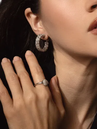 Fantasia By Deserio Emerald-cut Hoop Earrings In Silver