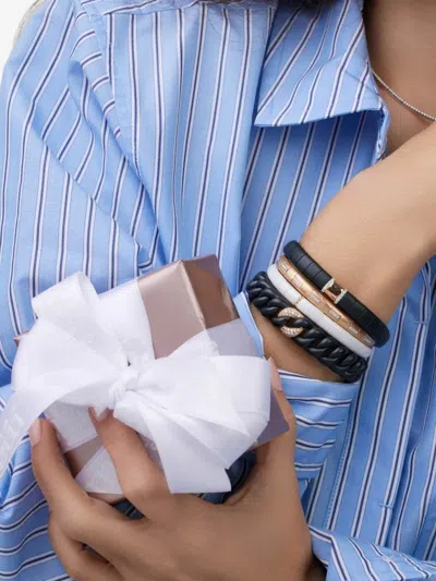 Roberto Demeglio 18k Rose Gold Link Diamond Bracelet In Black