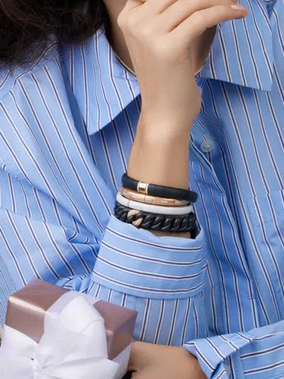 Roberto Demeglio 18k Rose Gold Link Diamond Bracelet In Black