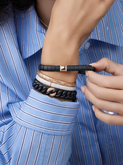 Roberto Demeglio 18k Rose Gold Link Diamond Bracelet In Black