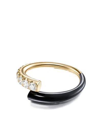 Melissa Kaye 18k Yellow Gold Black Lola Diamond Ring In Gold