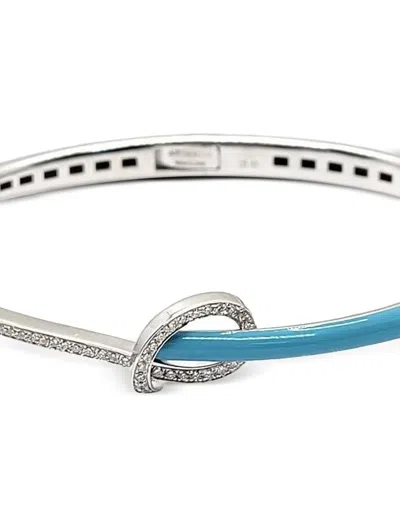 Andreoli 18k White Gold Knot Diamond Bracelet In Silver