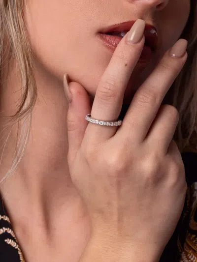 Roberto Demeglio 18k White Gold Extensible Diamond Stretch Ring In Metallic