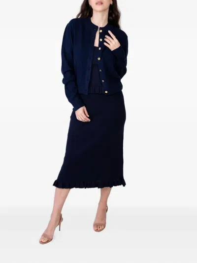 Brandon Maxwell Aubrey Button-front Cardigan In Blue