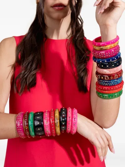 Mark Davis 18k Yellow Gold White Topaz And Diamond Bangle In Black