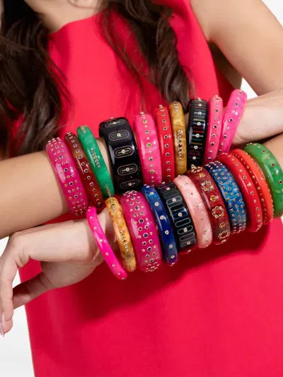 Mark Davis 18k Yellow Gold White Topaz And Diamond Bangle In Black