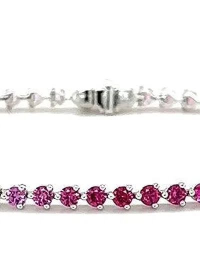 Lisa Nik 18k White Gold Sapphire Ombre Bracelet In Silver